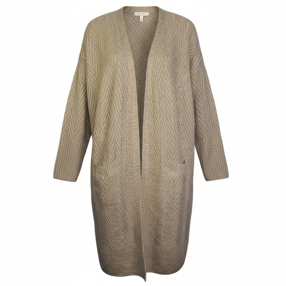 NWT Ophelia Roe Womens 1X Sweater Duster Beige Long Cardigan
